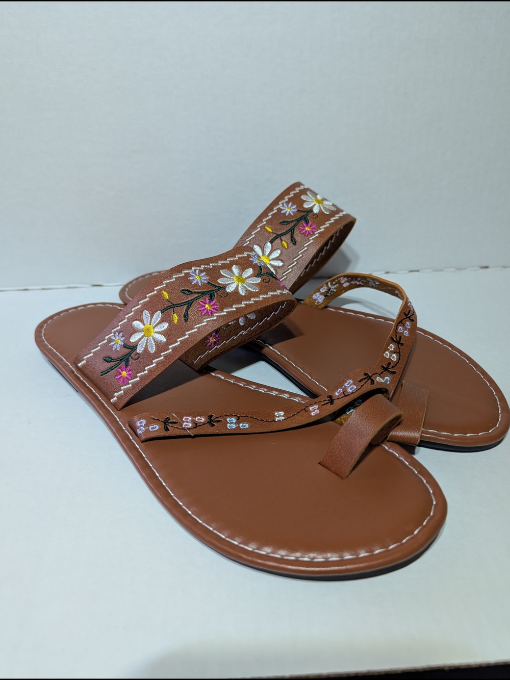 SHEIN Brown Floral Embroidered Women’s Sandals